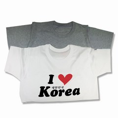 가봄 한국기념 대한민국 아이러브코리아 티셔츠 (흰색 회색) 반팔