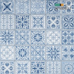 타일시트지 보닥타일 포르투갈 블루 부엌타일 친환경 셀프 욕실 포세린 접착식 아트월, 포르투갈 블루(SJW02), 1장(25x25cm), 1개