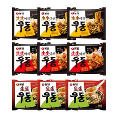 농심 생생야끼 우동 9개(우동맛3+데리야끼맛3+화끈한맛3), 1세트