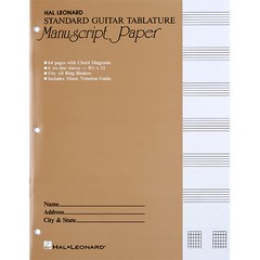 기타 타브악보 오선노트 Guitar Tablature Manuscript Paper Standard Hal Leonard 할 레오나드 Made in USA 국내재고 빠른배송