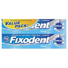 Fixodent Dentures Adhesive Cream Free Twin Pack 2 4 Oz of 281543, 2개