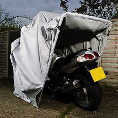 카멜 바이크반 방수 커버 오토바이 차고 주차 덮개, 중형(M):실버