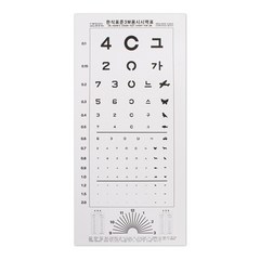 시력검사표 종이 한식표준 시력표 한천석 안과 안경집 학교, 5미터용, 1개