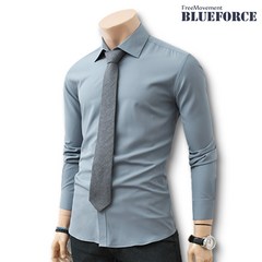 블루포스 남성용 렌터브 셔츠 슬림핏 남자 긴팔 무지 남방 캐주얼 스판 와이셔츠