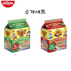 일본 NISSIN 닛신 호빵맨라면 앙팡맨봉지라면 라면 우동 앙팡맨 라면 우동 봉지 3개입 6개 세트, 앙팡맨봉지라면 3개, 앙팡맨봉지라면 3개