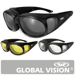 [ 아웃피터 ]+고정끈/GLOBAL VISION 글로벌비전/오토바이/자전거/안경위 안경위에 쓰는 선글라스, 옐로우