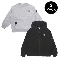 OCELOT JUNIOR [2PACK] 주니어 기모 써니오데이 맨투맨 + 컬러풀 로고 자수 후드집업