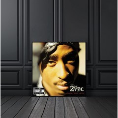 노 브랜드 2Pac Greatest 히트 음악 앨범 커버 캔버스 포스터 힙합 랩 팝 가수 홈 벽 그림 장식, with frame