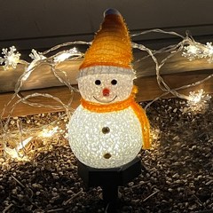 태양광 스노우맨 인테리어 조명 정원등 크리스마스 장식품, 오렌지 스노우맨