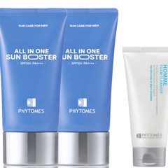 올인원 70ml 2개 톤업 + 촉촉보습 + 자외선 SPF50 PA++++ 피토메스 블루 선부스터, 2PCS+폼클렌징(사은품)