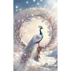 Aurora 보석십자수 캔버스형 DIY키트 30 x 40 cm, NO 022 동물 아름다운 깃털 공작