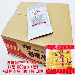 연필심쫀드기1박스(4봉)+라면스프1봉(50G)SET 놀면뭐하니 울산쫀드기 연필심 연필형 쫀드기, 1set, 600g