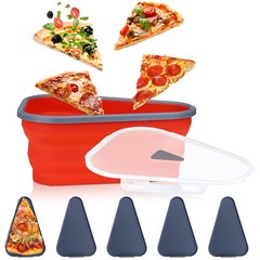 5개의 전자레인지 트레이가 있는 접이식 실리콘 피자 보관 용기 캠핑 사무실 도시락 하이킹을 위한 파이 피자 상자, 보여진 바와 같이