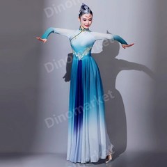 몽골여성용무용의상 민족예능고시 대형스윙스커트 그라데이션롱스커트 무용의상 공연의상 몽골의복