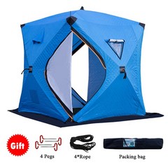 겨율 빙어 낚시텐트 휴대용 얼음낚시 쉼터 3-4 인용 빠른 오픈 겨울 캠핑 텐트 방수 방풍 야외용 코튼, 03 파란, 1개