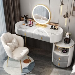 MONTHERIA 화장대 예쁜 연예인 화장대 세트 거울 의자 포함, 화이트+그레이120cm(꽃잎 의자)