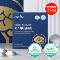 해비타 브레인랩 포스파티딜세린 500mg 기억력 인지력 두뇌건강, 60정, 12개