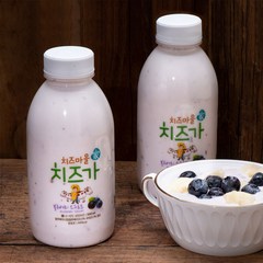 [ 슈퍼맨푸드] 임실 치즈마을 수제 요거트 블루베리 500ml 4병, 4개