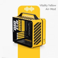 Mechanic MasterC28 PULSE ITXMATX 마더 보드Full Tower수냉식 휴대용 컴퓨터 케이스 TemperedGlass 포함, Yellow-Air, Yellow Air