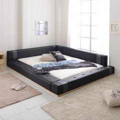 마티노가구 인조가죽 저상형 침대, 블랙+저상형