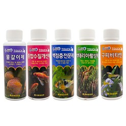 샘아쿠아 터치 물갈이제 120ml + 종합 수질 개선제 120ml + 박테리아 활성제 120ml + 120ml + 구피 비타민 120ml 세트, 1세트