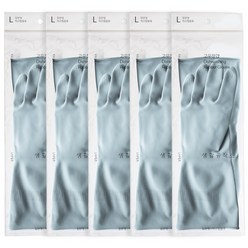 생활공작소 라텍스 고무장갑 일반형 양손 세트, 파스텔블루, 대(L), 5세트