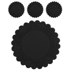 에이드엘 실리콘 도일리 컵받침 4p, 블랙
