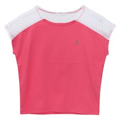 폴앤폴리 여아용 40수 면 모달 싱글 레이스 배색 티셔츠