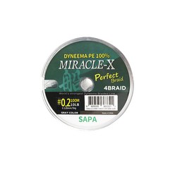 싸파 MIRACLE X 퍼펙트 브레이드 합사 낚싯줄 100m, Gray