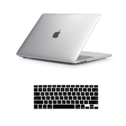 뉴비아 맥북용 키스킨 블랙 + 크리스탈 하드케이스 투명 맥북프로15 A1286, 혼합 색상, 1세트