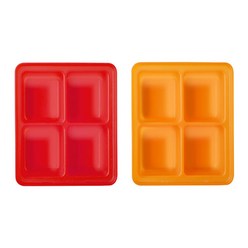 베니앙 실리콘 다용도 냉동 보관 멀티 큐브 4구 x 2종 세트, 레드, 오렌지, 2개