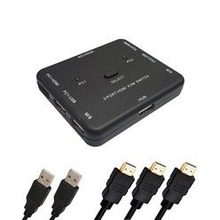 랜스타 HDMI KVM스위치 PC 키보드 마우스 공유 스위치 모니터 공유 케이블세트, LS-HD2KVM, 1개