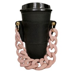 리드포미 텀블러 커피 컵홀더 체인 케이스, 핑크 + 블랙