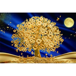 케이엠엘리홀딩스 3D 황금달돈나무 AB + 원형 보석십자수 DIY 키트 60 x 40 cm, 혼합색상, 1세트