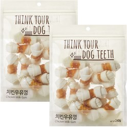 강아지 Think your dog teeth 치킨우유껌 소형 240g 15p, 2개, 치킨