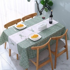 디토 가정용 방수 테이블 식탁보, 녹용체크, 152 x 137 cm