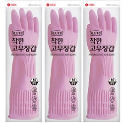롯데이라이프 착한 고무장갑 중, 핑크, 중(M), 3개