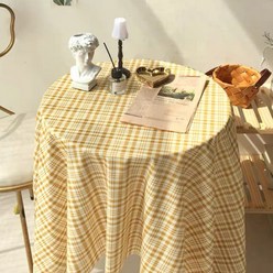 프랑온드 햇살 체크 식탁보, 옐로우, 150 x 100cm