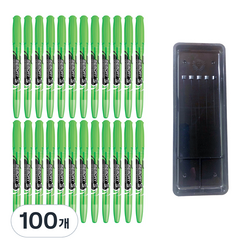 모나미 메모리 S 형광펜 24p + 매표 펜접시 C형, 그린, 100개