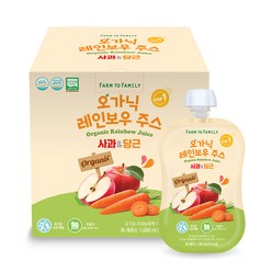 팜투패밀리 오가닉 레인보우 주스 100ml, 사과 + 당근 혼합맛, 10개