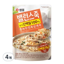 샘표 밸런스죽 통녹두 전복 삼계죽, 420g, 4개