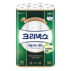 크리넥스 3겹 피톤치드 케어 천연펄프 롤화장지 27m, 30롤, 1팩