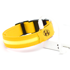 멍멍군나비양 강아지 USB 충전식 LED 야광목줄, 옐로우