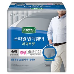 디펜드 스타일 언더웨어 슬림 남성용 중형, 10개입, 1개