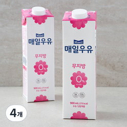 매일우유 무지방, 900ml, 4개
