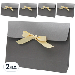 도나앤데코 이브 리본장식 선물백 그레이 5p + 연브라운 리본 5p, 2세트