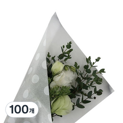 티나피크닉 꽃포장 무늬 색화지 2절, 흰색도트, 100개