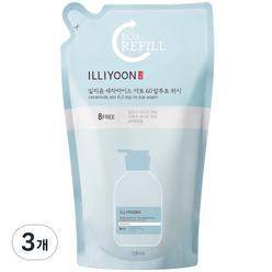 일리윤 세라마이드 아토 6.0 탑투토 워시 리필형, 500ml, 3개