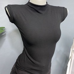 구디프 여성용 글램 반목폴라 세미 나시 티셔츠