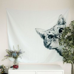 헤븐센스 두꺼운 패브릭 포스터, 고양이 화이트